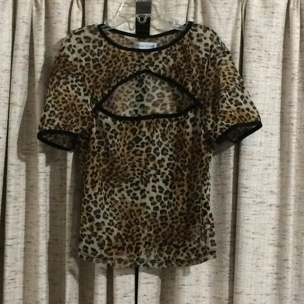 Urban Outfitters Mesh Cheetah Print Crop Top - Small